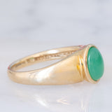 Anello a fascia vintage in oro giallo 9K con crisoprasio, anni ‘80