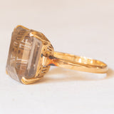 Vintage-Cocktailring aus 18 Karat Gelbgold mit Rauchquarz (ca. 7 Karat), 60er/70er Jahre