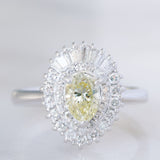 Anello ballerina vintage in platino con diamante fancy yellow (0.79ct) e diamanti (0.53ctw), anni ‘90