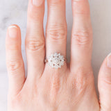 Anello a fiore vintage in platino con diamanti (0.55ctw), anni ‘80