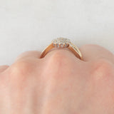Anello a fiore vintage in oro giallo 9K con diamanti (0.25ctw ca.), anni ‘90