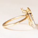 Fliegenring aus einer antiken Brosche aus 18 Karat Gelbgold und Silber mit Smaragden und Diamanten im Rosettenschliff