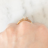 Anello a fiore vintage in oro giallo 9K con diamanti di taglio brillante (0.25ctw ca.), anni ‘80/‘90