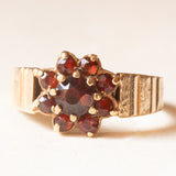 Vintage 9K Gelbgold Gänseblümchen-Bandring mit Granaten, 70er Jahre