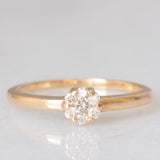 Anello a fiore vintage in oro giallo 14K con diamanti di taglio brillante (0.10ctw ca.), anni ‘80