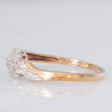 Anello a fiore vintage in oro giallo e bianco 9K con diamanti (0.15ctw ca.), anni ‘80