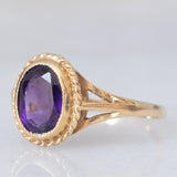 Anello da cocktail vintage in oro giallo 9K con ametista (1ct ca.), anno 1991
