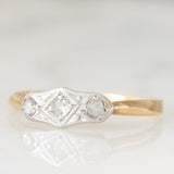 Trilogie Art Déco en or jaune et blanc 9 carats avec diamants taille ancienne (environ 0.09 ct), années 20/30