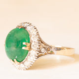 Vintage-Gänseblümchenring aus 14-karätigem Gelb- und Weißgold mit Smaragd (ca. 6 Karat) und Diamanten (ca. 0.85 Karat), 60er Jahre