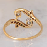 Anello Art Nouveau in oro giallo 14K e argento con diamanti di taglio rosetta (0.26ctw ca.), anni ‘10/‘20