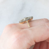 Anello antico in oro giallo 18K e argento con diamanti di taglio rosetta, primi del ‘900