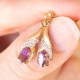 Vintage-Ohrringe aus 9-karätigem Gelb- und Weißgold mit Amethysten (ca. 0.70 ctw) und Diamanten, 70er Jahre