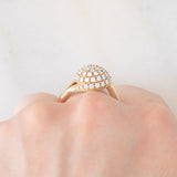 Anello tourbillion vintage in oro giallo 14K e diamanti (1.10ctw ca.), anni '70