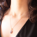 Vintage-Halskette mit Kette aus 9-karätigem Gelbgold und Anhänger aus 9-karätigem Gelbgold mit Tansaniten (ca. 1.35 ctw), 70er/80er Jahre