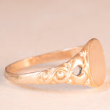 Anello da sigillo vintage in oro giallo 9K, anni ‘60