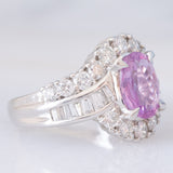 Anello vintage in platino con zaffiro rosa (1.37ct) e diamanti (1ctw), anni ‘90