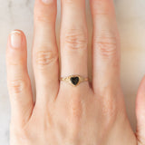 Anello vintage in oro giallo 9K con cuore di onice, anno 1989