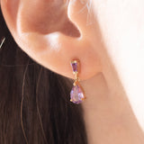 Vintage-Tropfenohrringe aus 9-karätigem Gelbgold mit Amethyst (ca. 1 ctw), 80er Jahre