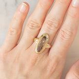 Anello da cocktail vintage in oro giallo 8K con quarzo fumé (1ct ca.), anni ‘70