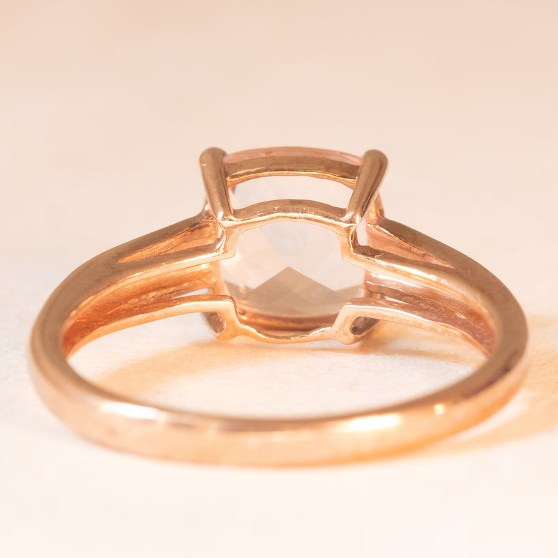 Solitario moderno in oro rosa 9K con morganite (1.50ct ca.), anno 2009