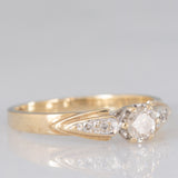 Solitario vintage in oro giallo 9K con diamanti (centrale di taglio brillante e di 0.20ct ca.)