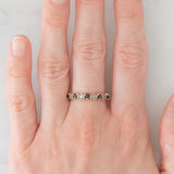 Mezzo eternity vintage in oro giallo 9K con zaffiri (0.40ctw ca.) e diamanti (0.04ctw ca.), anno 1986