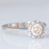 Solitario vintage in oro bianco 18K con diamante di taglio brillante (0.42ct ca.), anni ‘60
