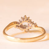 Anello vintage in oro giallo 9K con topazio azzurro (0.40ct ca.) e diamanti (0.07ctw ca.)