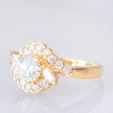 Anello a fiore vintage in oro giallo 18K con diamanti (0.92ctw), anni ‘80