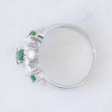 Anello a fiore vintage in platino con tsavoriti (0.80ctw) e diamanti (0.85ctw), anni ‘90/anni ‘2000