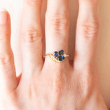 Vintage Ring aus 14 Karat Gelbgold mit Saphiren (ca. 0.80 ctw) und Diamanten (ca. 0.09 ctw), 60er/70er Jahre