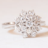 Vintage-Schneeflockenring aus 14-karätigem Weißgold mit Diamanten im Brillantschliff (ca. 1 Karat), 60er Jahre