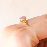Anello vintage in stile vittoriano in oro giallo e bianco 9K con ametiste (0.60ctw ca.) e diamanti