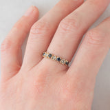 Mezzo eternity vintage in oro giallo 9K con zaffiri (0.40ctw ca.) e diamanti (0.04ctw ca.), anno 1986