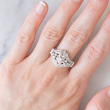 Anello vintage in oro bianco 14K con diamanti (0.50ctw ca.), anni ‘70/‘80