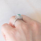 Anello ballerina vintage in platino con smeraldo (0.40ct) e diamanti (0.38ctw), anni ‘90