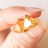 Vintage-Lichtpunkt-Ohrringe aus 9-karätigem Gelbgold mit Citrin-Quarz (ca. 4 ctw)