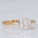 Vintage-Blumenring aus 9-karätigem Gelb- und Weißgold mit Diamanten im Brillantschliff (ca. 0.33 ctw)