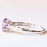 Anello vintage in oro bianco 9K con ametista (1.50ct ca.) e diamanti (0.04ctw ca.)