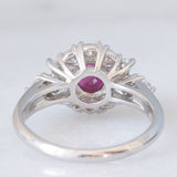 Anello vintage in platino con rubino (0.83ct) e diamanti (0.86ctw), anni ‘80/‘90