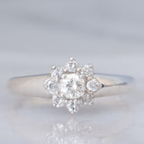 Anello a fiore vintage in platino con diamanti di taglio brillante (0.50ctw), anni ‘60/‘70
