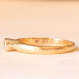 Solitario vintage in oro giallo 9K con diamante di taglio brillante (0.18ct ca.), anni ‘40