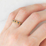 Mezzo eternity vintage in oro giallo 9K con zaffiri (0.36ctw ca.), anno 1983