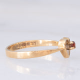 Solitario a cuore vintage in oro giallo 9K con granato, anni ‘80