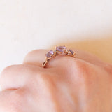 Anello vintage in oro rosa 9K con ametiste (0.90ctw ca.) e diamanti, anni ‘80/‘90
