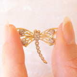 Vintage-Halskette mit Kette aus 9-karätigem Gelbgold und Vintage-Libellenanhänger aus 9-karätigem Gelb- und Weißgold, 90er Jahre