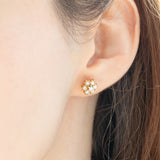 Orecchini a margherita vintage in oro giallo 14K con diamanti di taglio brillante (0.50ctw ca.)