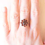Vintage 8K Yellow Gold Daisy Ring with Garnets (approx. 2ctw), 50s/60s