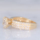 Anello a fiore in oro giallo 18K con diamanti di taglio brillante (1ctw), anni ‘70/‘80