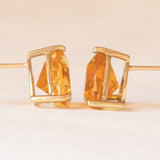Vintage-Lichtpunkt-Ohrringe aus 9-karätigem Gelbgold mit Citrin-Quarz (ca. 4 ctw)